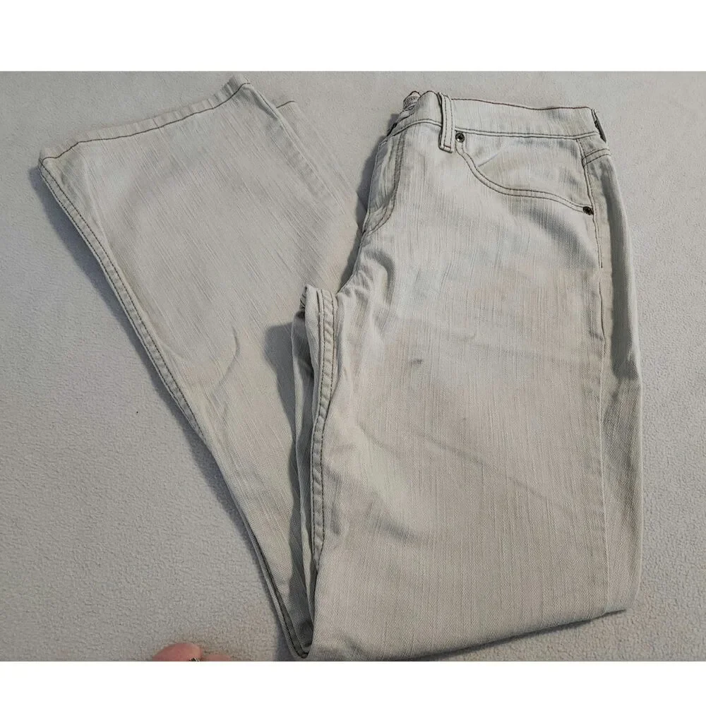 Levis Strauss sz 10 Stretch Bootcut JEANS Gray White Wash